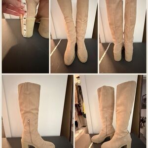 Dolce Vita Beige Over-the-Knee Suede Boots
